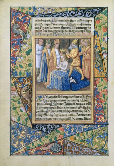 ラットさんQvI126 f.32vデイヴィッドが戴冠、ルイドルレアンの時間の本、1490 作： Jean Colombe