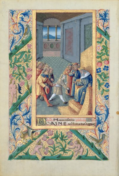 ラットさんQvI126 f.53v「ルイドルレアンの時間の書」から、1469年にダビデがサウルに送られる 作： Jean Colombe