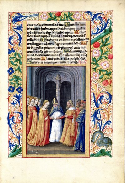 ラットさんQvI126 f.55「ルイドルレアンの時間の書」からのミハルとダビデの結婚、1469 作： Jean Colombe