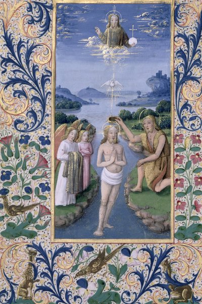 ラットさんQvI126 f.88v「ルイドルレアンの時間の書」からのキリストのバプテスマ、1469 作： Jean Colombe