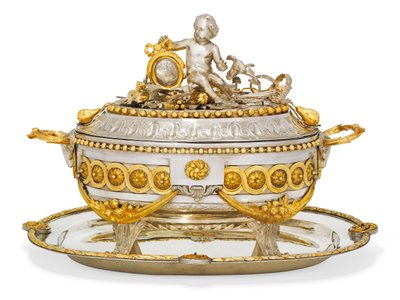 スープタン、カバー、スタンド、マリーヌ、1780年頃（金色の金属と銀）（430258も参照 作： Jean Corneille Hendrickx