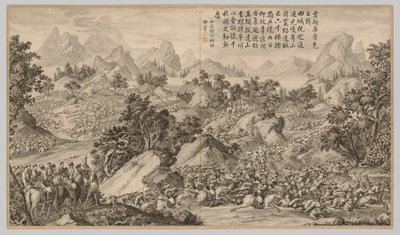 Heshi Kulukeでの戦闘：反乱の激怒の戦闘シーンから...、c。 1765-1774、詩の日付 作： Jean Damascene Sallusti