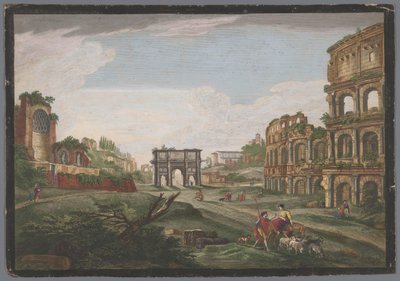 コンスタンティヌス帝の凱旋門とローマのコロッセオの遺跡の眺め Rome ancienne (オブジェクトのタイトル) 作： Jean Daullé