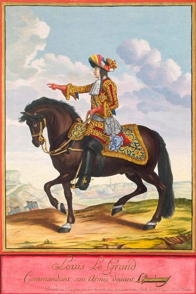 17 世紀後半、カンブレーの戦いで馬に乗ったルイ 14 世の肖像画。 作： Jean Dieu de Saint Jean