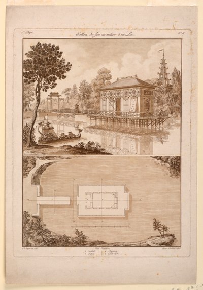 湖に浮かぶ中国館のデザイン 作： Jean Démosthène Dugourc