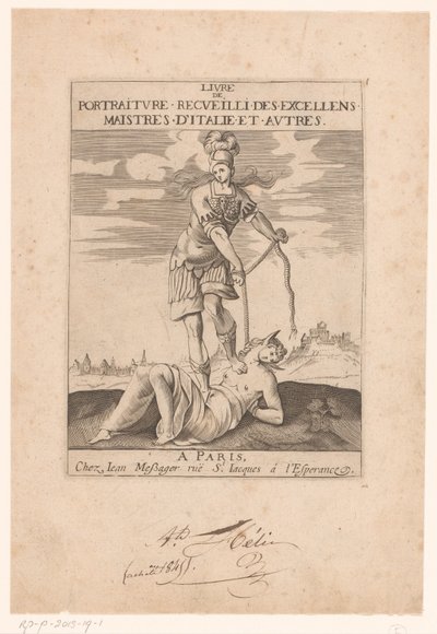 ミネルバは愚か者をロープで縛る タイトルページ: s.n., Livre de Portraiture receuilli des excellens maistres d