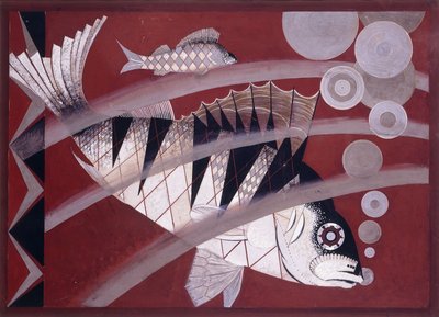 魚、1925年頃（紙にガッシュ、ペン、インク） 作： Jean Dunand