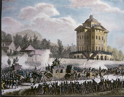 ヴァレンヌでの逮捕後、パリに到着したルイ16世（6月25日 作： Jean Duplessi Bertaux