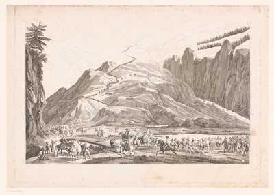 騎兵隊のいる山の風景 (タイトルのオブジェクト) 作： Jean Duplessis Bertaux (attributed to)