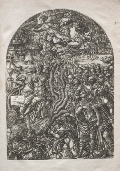 黙示録：バビロンザハーロット、七頭の獣に座る、1546-1556年。 作： Jean Duvet