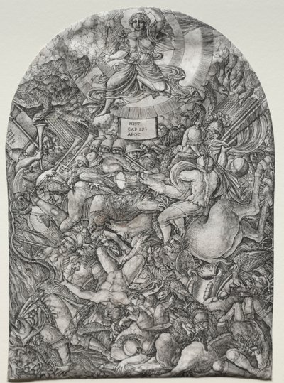 黙示録：獲物の鳥を呼ぶ太陽の中の天使、1500年代。 作： Jean Duvet