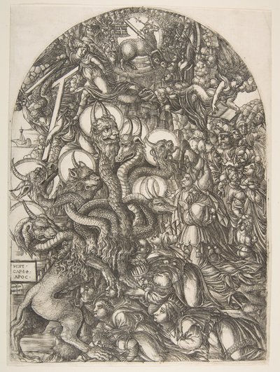 Apocalypse.ndの7つの頭と10つの角を持つ獣 作： Jean Duvet