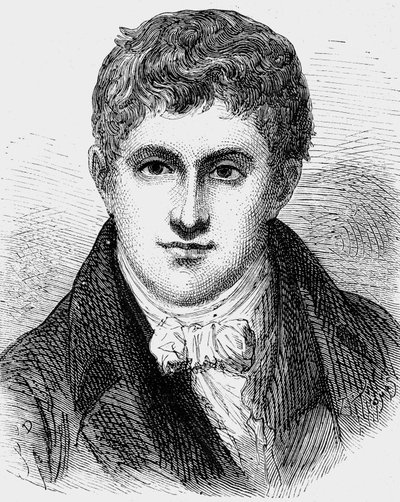 Humphry Davy (1778-1829) イギリスの物理学者および化学者、彫刻 作： Jean Edouard Dargent