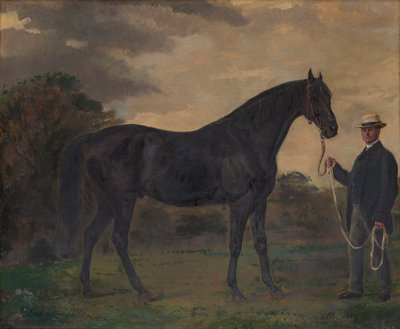 チッペンデールと風景の中の新郎、1837〜1900年頃（キャンバスに油彩） 作： Jean Edouard Lacretelle