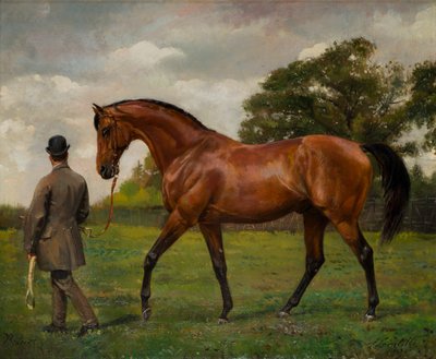 リトリート：ドンカスターカップの勝者、1884年頃（キャンバスに油彩） 作： Jean Edouard Lacretelle