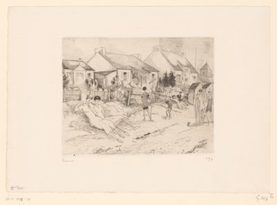 ビーチでテニス選手を休ませる La petite plage (オブジェクトのタイトル) 作： Jean Emile Laboureur (signed by artist)