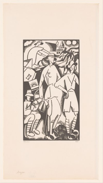 風景の中の 4 人の兵士 アンザック 作： Jean Emile Laboureur (signed by artist)