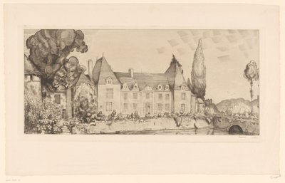 水上の城の眺め Vue du château de Villaines 作： Jean Emile Laboureur (signed by artist)