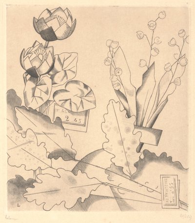 アーティフィシャルフラワー。睡蓮と百合の花 作： Jean Emile Laboureur