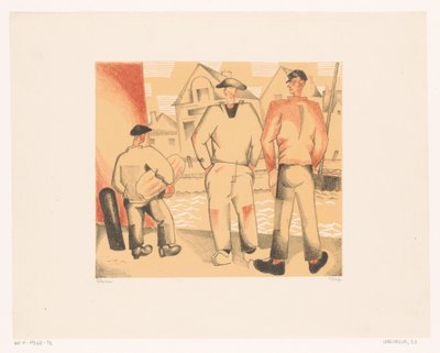 Drie vissers aan de kade 漁師と苔 作： Jean Emile Laboureur