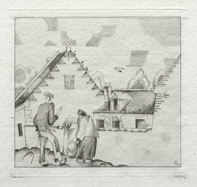 村人、おしゃべり 作： Jean Emile Laboureur