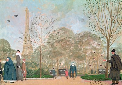 ジャルダンデュトロカデロを歩く、1920年頃 作： Jean Emile Laboureur
