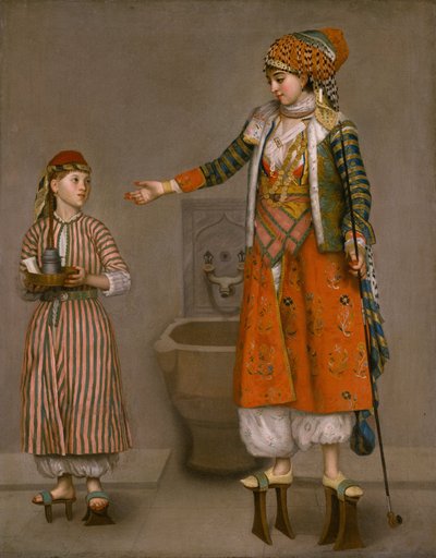 トルコのドレスを着た女性とその使用人 作： Jean Étienne Liotard