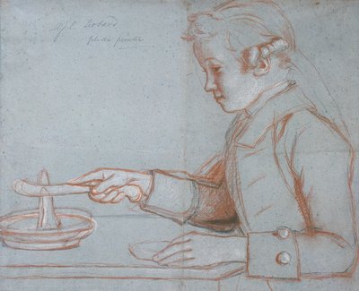 朝食時のアーティストの息子、ジャンエティエンヌリオタード、1770年頃（青、紙に赤、黒、白チョーク） 作： Jean Étienne Liotard