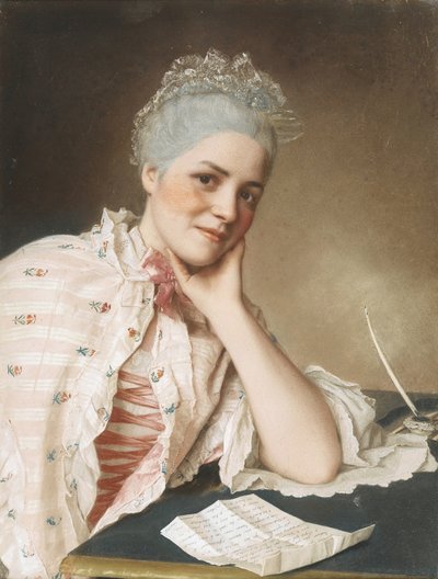 歌手のマドモアゼル・ルイーズ・ジャケの肖像、c。 1750 作： Jean Étienne Liotard