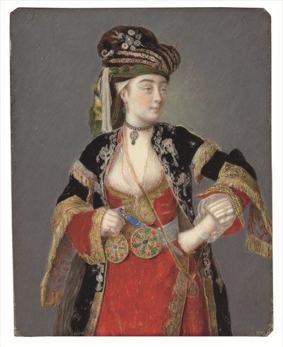 トルコのドレスを着たローラタルシの推定肖像画 作： Jean Étienne Liotard