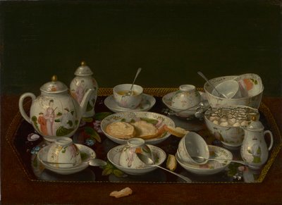 静物：お茶セット、c.1781-3（ボードに取り付けられたキャンバスに油彩） 作： Jean Étienne Liotard