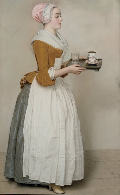 チョコレートガールラベルショコラティエールドヴィエンヌc。 1745 作： Jean Étienne Liotard