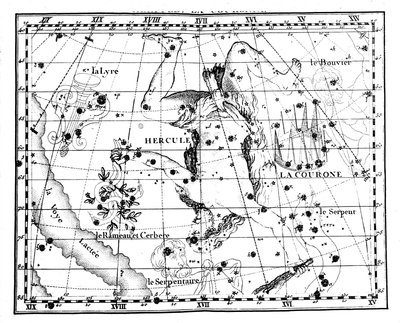 ヘラクレス座を中心とした天球図（1775年 作： Jean Fortin