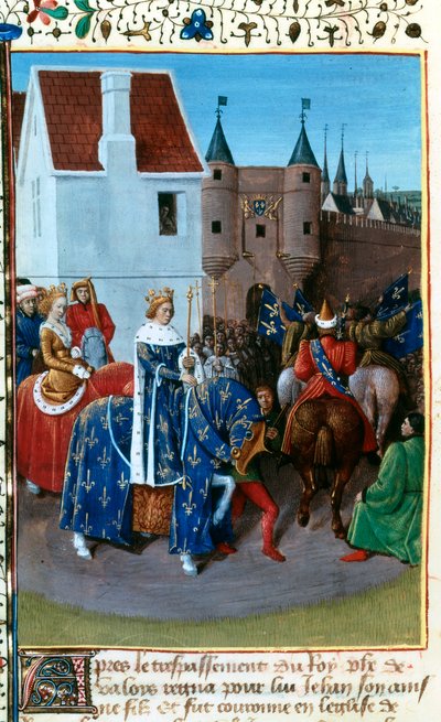 ジョン2世のパリへの入場、14世紀、1455-1460。 作： Jean Fouquet