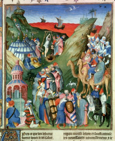 Fr 247 f.49登米1砂漠のヘブライ人、「Antiquites Judaiques」のイラスト、1470年頃 作： Jean Fouquet