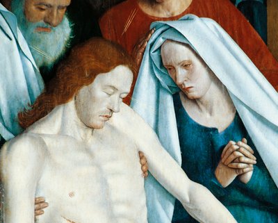 フランス、ヌアン レ フォンテーヌ、聖マーティン教会、聖母とキリスト、ピエタの詳細 作： Jean Fouquet