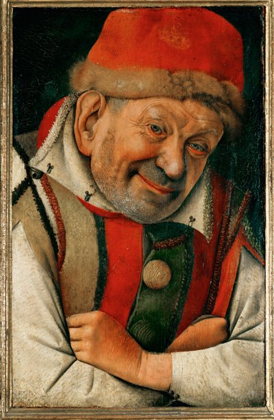 ゴネラ、フェラーラ公爵家の宮廷小人......（オーク材に油彩） 作： Jean Fouquet
