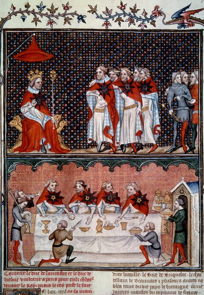 ジャン・ル・ボン（1319-1364）によるエトワール勲章の制定と1352年の祝宴 ジャン・フーケ（1420-1481）による「フランス大年代記」のミニチュア 1455-1460年 Paris, B.N. 作： Jean Fouquet