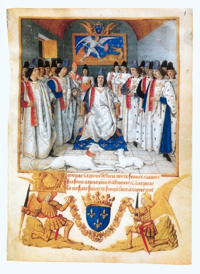 ルイ11世が...（無刻印写本）。 作： Jean Fouquet