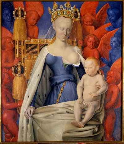 セラフィムとケルビムに囲まれたマドンナ 作： Jean Fouquet