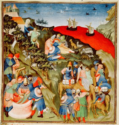 Ms Fr.247 f.25「Antiquites Judaiques」からのジョセフの物語、イラスト、c.1470（52468も参照） 作： Jean Fouquet