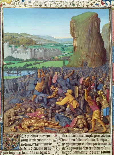 Ms Fr 247 fol.110ペリシテ人に対するイスラエル人の勝利、「Antiquites Judaiques」、1470年頃のイラスト 作： Jean Fouquet