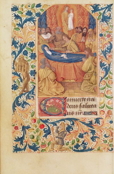 Ms Latin 13305 fol.88v「聖母の死」、「Heures a l&39;Usage de Rome」、1465年頃 作： Jean Fouquet