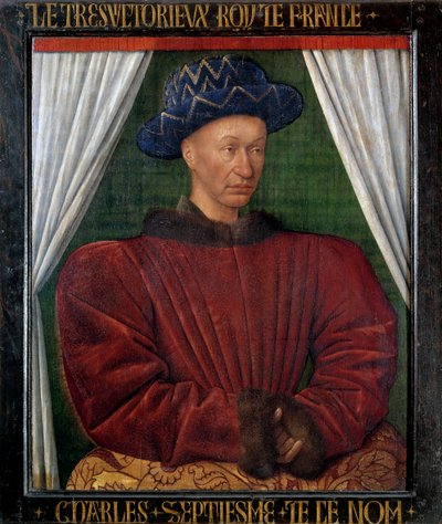 フランス王シャルル7世（1403-1461）の肖像。ジャン・フーケ（1420-1481）による絵画 作： Jean Fouquet