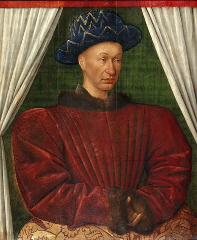 フランスのチャールズ7世の肖像、1445-1450 作： Jean Fouquet