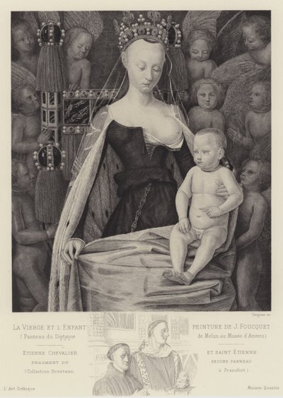 天使に囲まれた処女と子供、c1450 作： Jean Fouquet