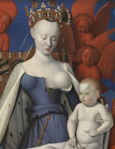 Neitsyt ja lapsi kerubien ja serafien ympäröimänä, yksityiskohta 作： Jean Fouquet