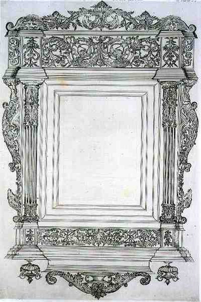 木彫りの鏡枠（パリのデラトレ社発行の「芸術と産業」より 作： Jean Francois (after) Albanis de Beaumont