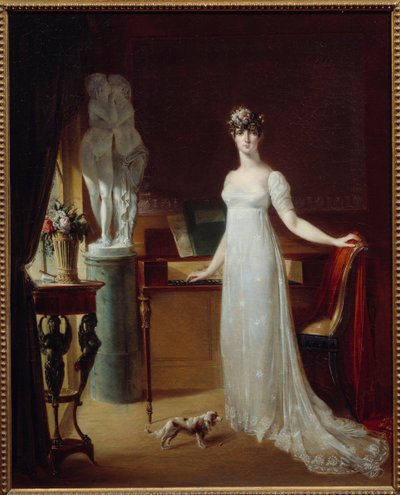 エロスとプシュケとポーズをとるポーリーヌ・ボナパルト（1780-1825）の肖像 ジャン・フランソワ・ボジオ（1764-1827）の絵画 19世紀 個人蔵 作： Jean Francois Bosio