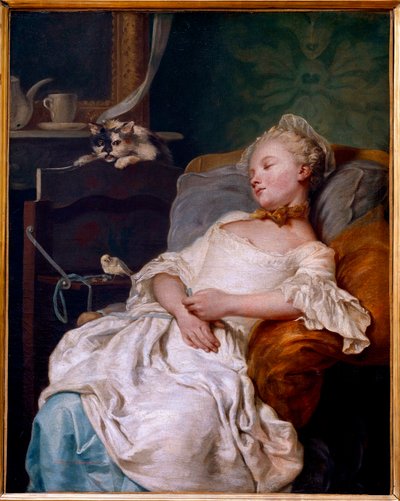Le repos ジャン・フランソワ・コルソン（1733-1803）の絵画 1759年 日。0,92x0,72 m ディジョン、ミュゼ・デ・ボザール 作： Jean Francois Colson